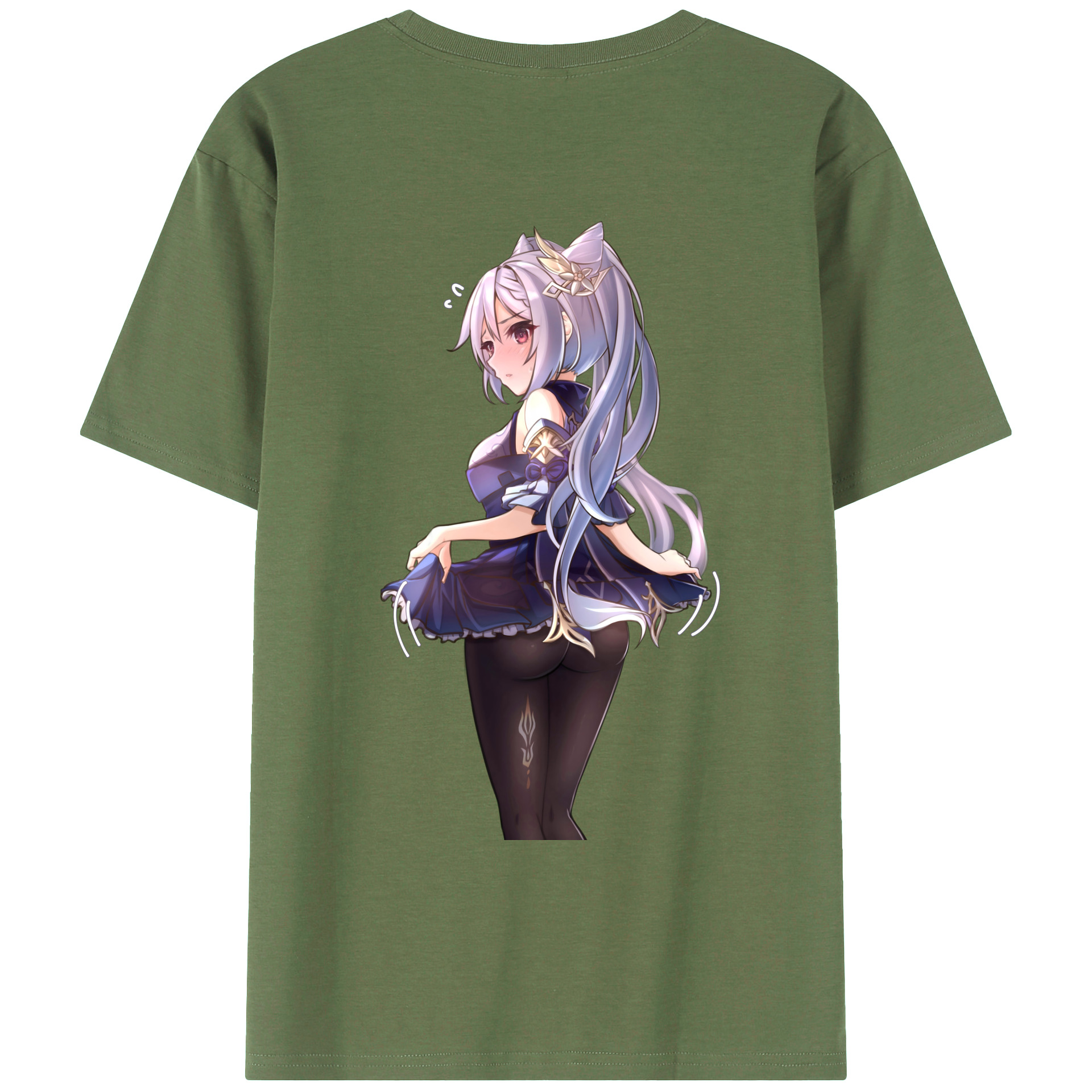 げんし神 刻晴 こくせい genshin Kokusei 綿100％ メンズ半袖Tシャツ（バックプリント） 通気性